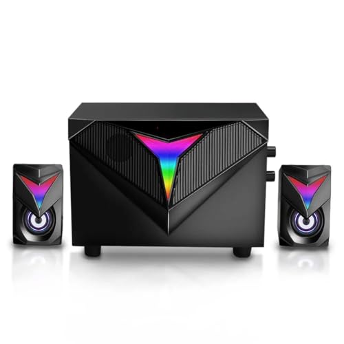 VejiA Altavoces para Juegos Aux 3,5mm estéreo música Envolvente RGB 2,1 Barra de Sonido de Graves Pesados para Ordenador PC