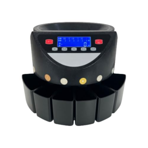 Vollebo日本製コインカウンター、高速コインカウント、選別、デジタル表示、卓上計数機、紙幣カウンター、電動コインカウンター、効率化、コンパクト業務用 (ブラックボックス)