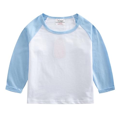 Raglan Shirt for Boys Girls Cute Crew Neck Colorblock Tshirts Cotton Soft Long Sleeve Tees School Sports Outdoor Top