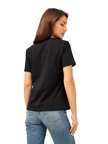 Image of LEOTUDE Women's Boyfriend-Loose Fit Round Neck Half Sleeve Cottonblend Women Tshirt (Color Multicolor)