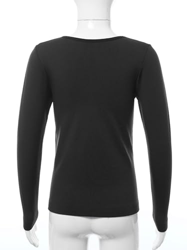 Kids Girls Thermal Underwear Tops Long Sleeve Shirts Round Neck T-Shirt Stretchy Base Shirt for Dance Training4