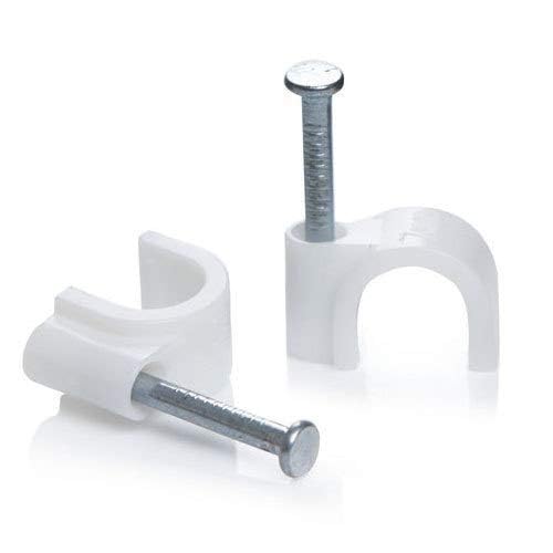 AASHIE N HOME'S | Wire Fastener Circle Cable Clips | Metal Nails for Cable Management, Cord Organizer, Round Wire Clamps for Hanging Cables Fitting on wall (White - Pack of 100, 8 mm)-image-49