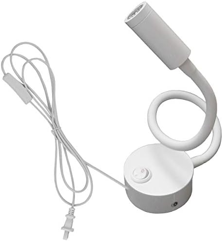 BRILLRAYDO LED Picture Light Bedside Lamp Fixture Flexible Pipe with Button Plug-in White Finish Pure White
