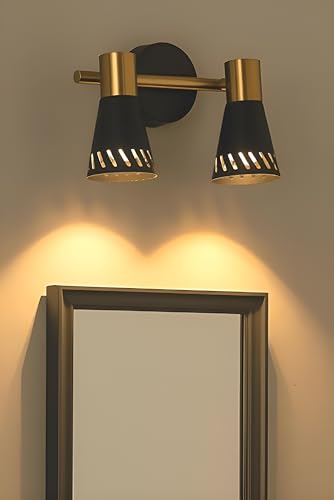 Image of FILLISKA 3 in 1 Double Wall spot /Picture /Display /Mirror Light with Adjustable Head and Colour Changing Function (2 Way Black & Gold-037)