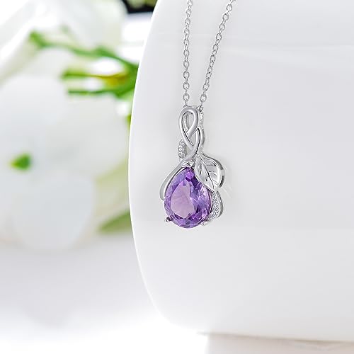 Natural Amethyst Necklace 925 Sterling Silver Authentic Gemstone Purple February Birthstone Pendant Jewelry for Women Wife3