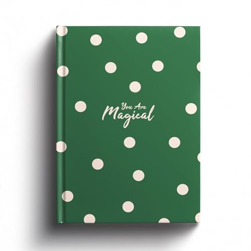 Image of WROTNOTE You Are Magic A5 Diary Notebook for Girls and Women, Green White Polka Dot Hardbound, 200 Ruled Pages 90 GSM, Diary for Office and Gifting