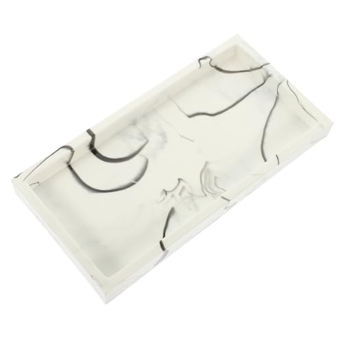 Cabilock Decorative Marble Grain Vanity Tray for Bathroom Storage Stylish Toiletry Organizer for Countertop Balcony Bedside Table Lightweight Design Versatile Use for Cosmetics