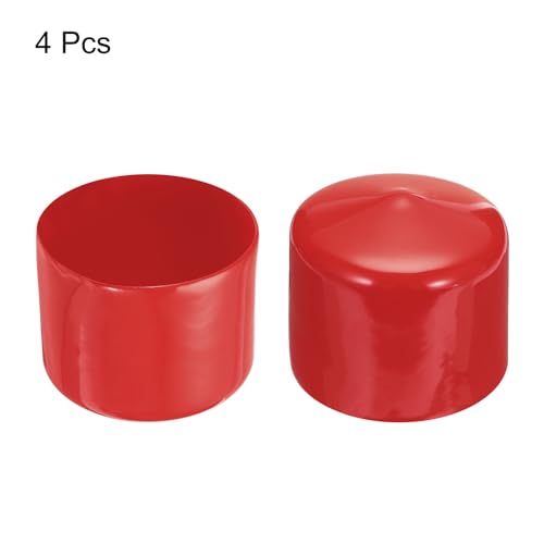Image of uxcell 4pcs Rubber End Caps 53mm ID Vinyl Round End Cap Cover Screw Thread Protectors Red, 40mm Height