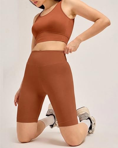 Image of URBAN ADVENTURE High Waist Cotton Cycling Shorts for Women - Stretchable Active Wear for Workout, Running & Yoga