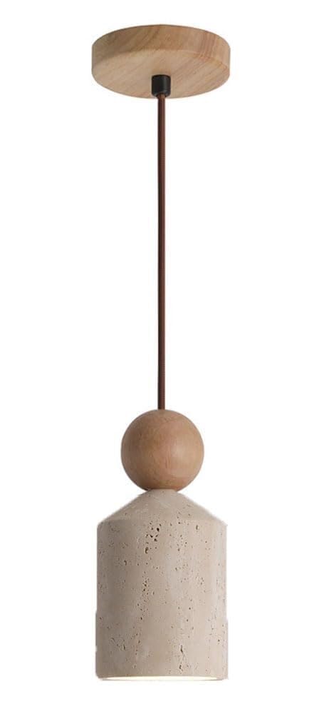 TONFON Rustic Wabi Sabi Chandelier Mid Century Creamy Travertine Pendant Light Cylinder Shade Nordic Farmhouse Hanging Lamp for Kitchen Island Living Room Bedroom Bedside Dining Room Hallway(Natural)
