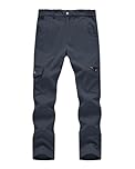 Rdruko Mens Waterproof Trousers Winter Thermal Hiking Trousers Fleece Lined Outdoor Walking Pants Warm Softshell Ski Work Trousers with Multi Pockets (Cold Grey 32)