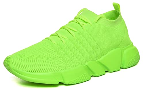 GSLMOLN Slip on Tennis Shoes for Men Walking Shoes Fashion Sock Sneakers Athletic Jogging Zapatillas de Mujer Non Skid Snicker Green M 11/W 13