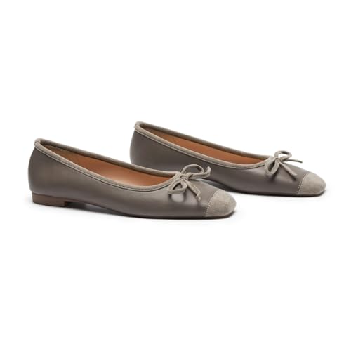 Image of C.Paravano Ballet Flats | Square Toe Shoes | Bow Slip Ons | Ballet Shoes for Women | Dressy Flats for Women