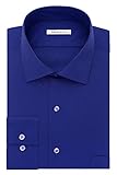 Van Heusen Men's Flex Collar Regular Fit Solid Spread Collar Dress Shirt, Royal Blue, 17