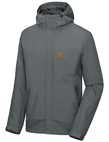 Image of Little Donkey Andy Men's Waterproof Rain Jacket Windproof Light Jacket Outdoor Rain Shell with Hood for Hiking Travel Golf