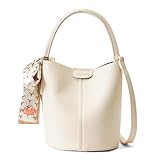 VMEECARL Bucket Bags for Women, Vegan Leather Small Crossbody Bags, Trendy Top-handle purses with 2 Removable Shoulder Straps (BEIGE)