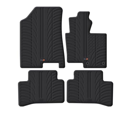 TRAVALL Rubber Car Mats (set of 4) compatible with Hyundai Tucson (2020-) Heavy Duty Floor Mats Moulded Premium Mats Easy Clean Black with Clips - Anti Slip All-Weather Protection