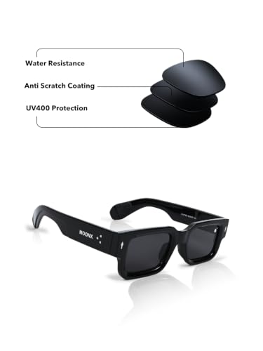 MOONX Store MOONX Atlas Rectangular UV400 Sunglasses (Black) - Image 7