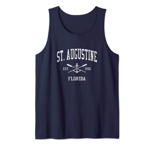 St. Augustine FL Vintage Cruzado Remos & Boat Anchor Deportes Camiseta sin Mangas