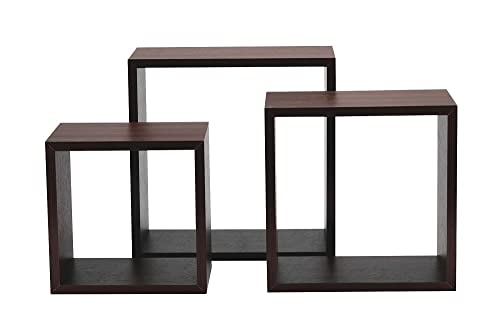 King Collection King Home m1106006/A Juego 3 piezas estante cuadrado de DM, color wengué