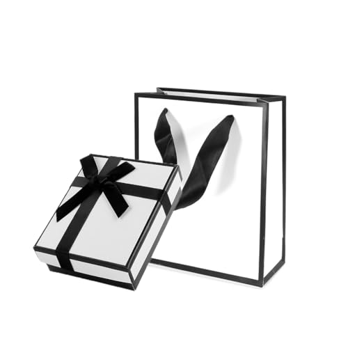 haoyuan Jewellery Gift Box and Gift Bag - 9x7x3 cm, Solid White Cardboard Jewellery Gift Organizer with Foam Padded Inserts, Ideal for Multiple Occasions