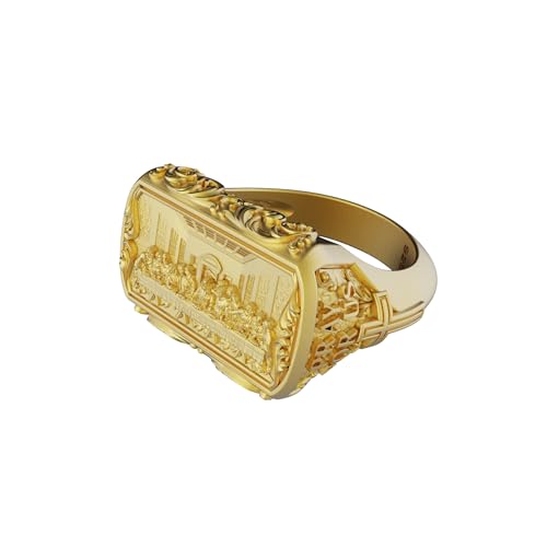 The Last Supper Silver Ring, Jesus Christ Signet Band, Christian Religious Jewelry, Leonardo Da Vinci Art Ring, Personalized Gift3