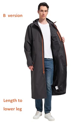 Image of NORDIC OUTLAND Rain Jacket Men,Waterproof Breathable Long Raincoat with Hood Mesh Lining,Windbreaker for outdoor activities