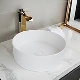 OUBONI Stone Resin Bathroom Vessel Sink with Pop Up Drain 16' White Vessel Sink Above Counter, Round Sinks Bowl for Bathrooms (No Faucet Included)