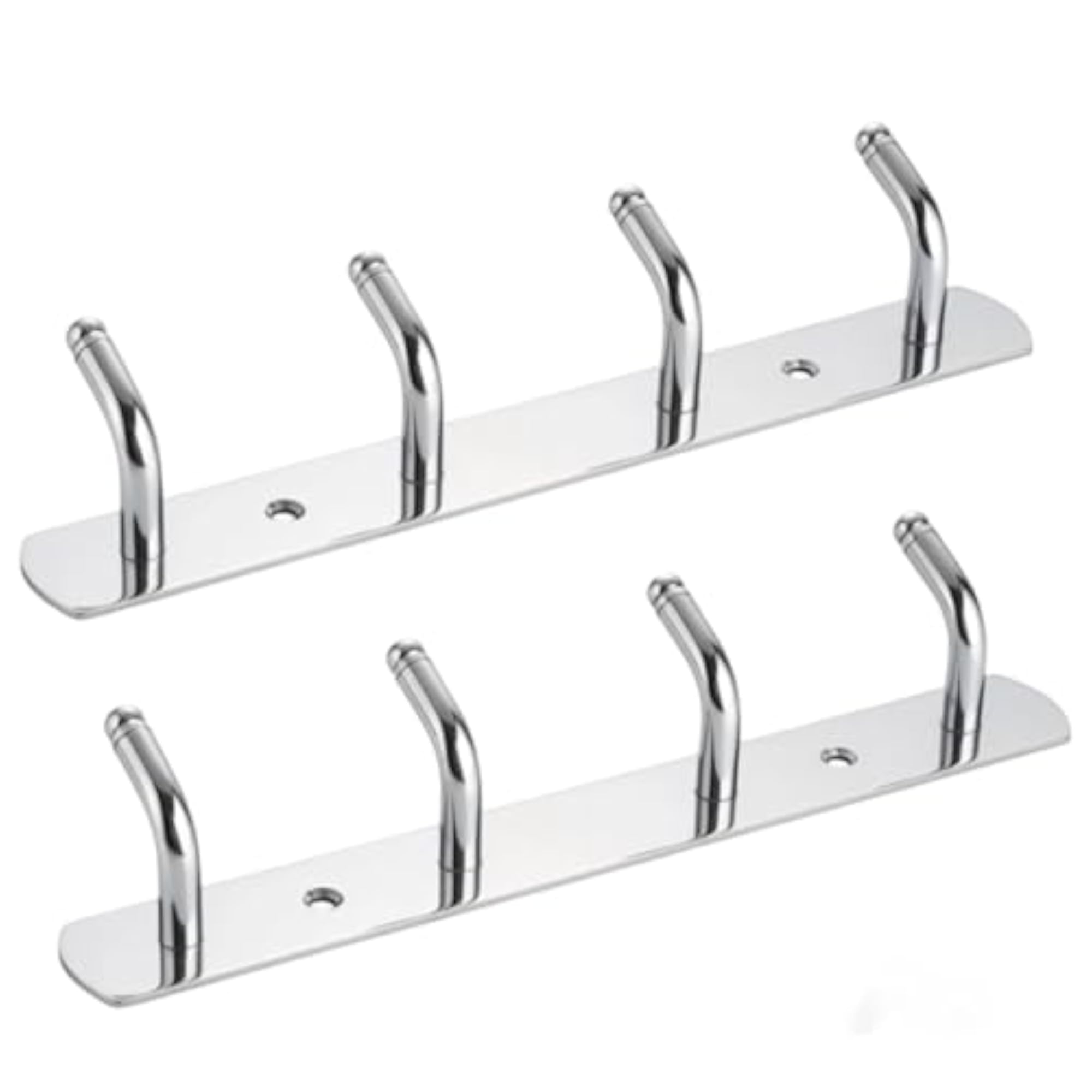 Stainless Steel Wall Hook Rail, Chrome Finish, 4 Hooks