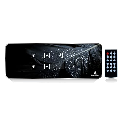 Image of Carolight Remote Controlled Touch Switch Board of 8-Module Size for 4 Lights and 1 Fan (Feather)