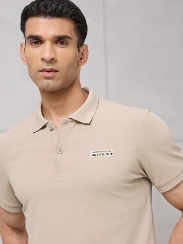 Image of TECHNOSPORT Men's Slim Fit Striped Half Sleeve Active Out Matpiq Polo T-Shirt for Gym, Sports & Regular Use
