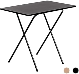Harbour Housewares 80cm Wooden Folding Computer Desk - Black Frame, Black Top - Laptop Notebook Table PC for Writing Study Office Bedroom & Gaming