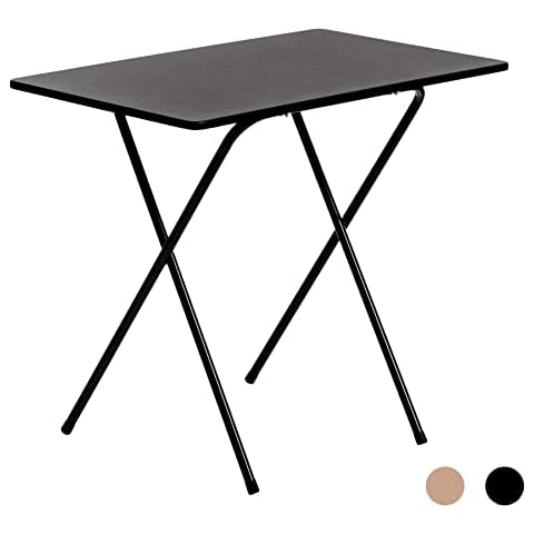 Harbour Housewares 80cm Wooden Folding Computer Desk - Black Frame, Black Top - Laptop Notebook Table PC for Writing Study Office Bedroom & Gaming Cover