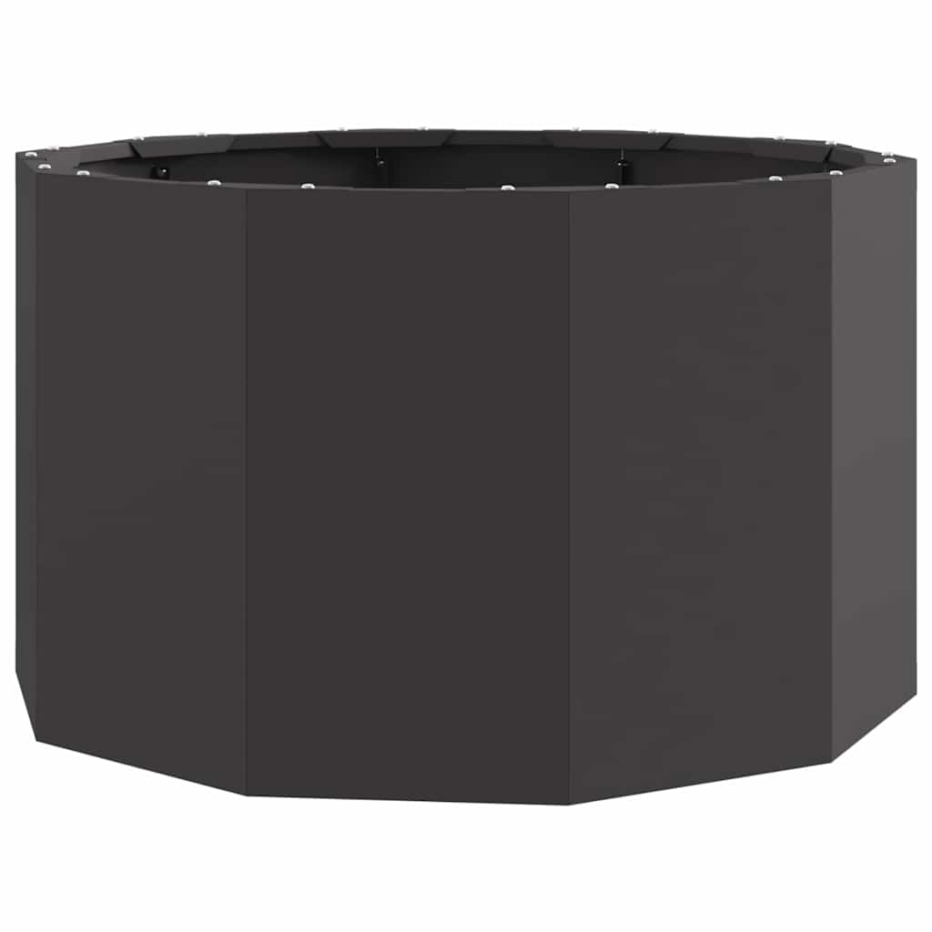 Maceta redonda de acero negro de 60 x 60 x 35 cm, diseño moderno y robustez para balcón, bancal elevado, cama de flores, jardineras, jardineras, exteriores, para jardín, terraza y patio