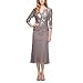 Alex Evenings Women's Tea Length Mock Jacket Dress with Button Front, Pewter/Frost, 8 Petite