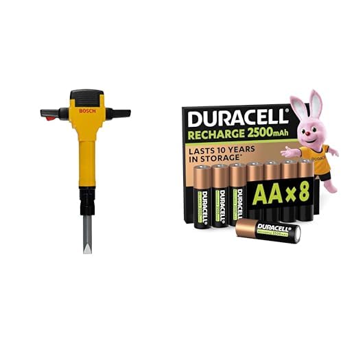 Theo Klein Bosch Martillo Neumático, luz/Sonido, 3+ años, & Duracell AA Recargables 8 Unidades, 2500mAh
