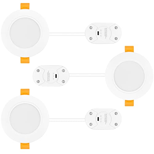 Focos LED Empotrables en Techo 5W, Lamparas Plafones LED IP54 Impermeable, Luces LED 500LM, Color de Iluminación Ajustable 3000K 4000K 6000K, Diámetro del Agujero 75~90MM para Cocina Baño, 3 Lámparas