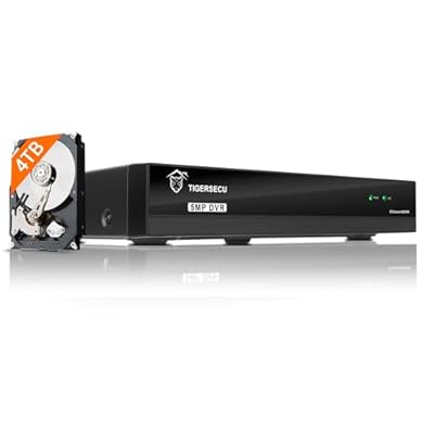 TIGERSECU Ultra HD 5MP 8 + 8 Channel Security DVR/NVR with 4TB Hard Drive, Expandable to 16 Cameras, Hybrid 6-in-1 Home Surveillance Recorder for 8 TVI, AHD, CVI, Analog, RS485 PTZ and 8 IP Cameras