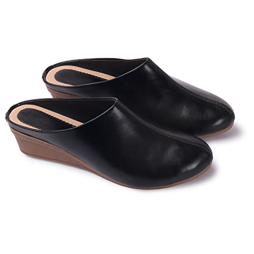 Image of Comfortable Women's Slip-on Wedge Back Open Mules Shoes & Sandals
