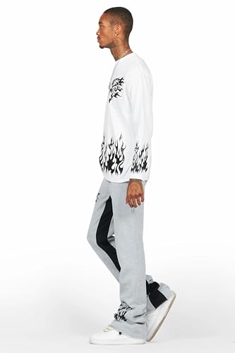 Men's Bubble White/Grey Long Sleeve T-Shirt/Baggy Pant Set4