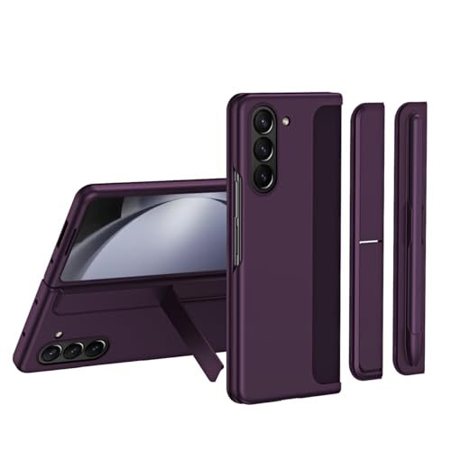 Cover per Samsung Galaxy Z Fold 6 Hard PC Portapenne con Cavalletto Resistente alle Cadute Custodia Protettiva per Z Fold 6.Viola Scuro