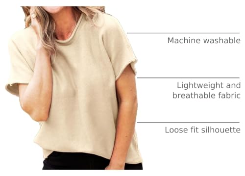 Image of Saodimallsu Women's Short Sleeve Lightweight Casual Crewneck Loose Fit Knit T-Shirt