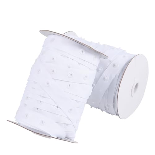 Bouton-poussoir polyester blanc 1,8 cm en 2 rouleaux pour couture et fermeture de couette