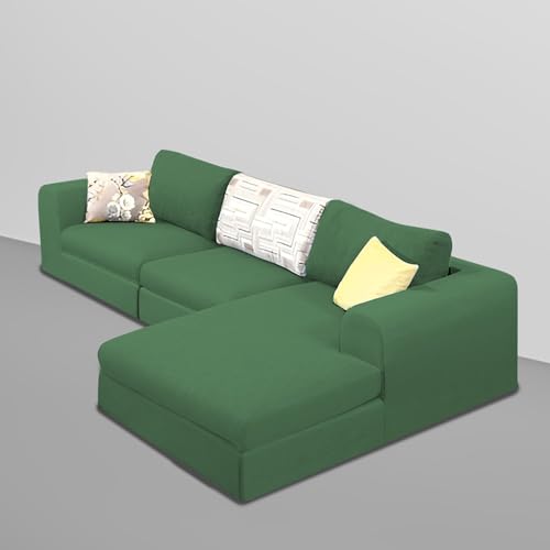 Image of Koza RHS 4 Seater L Shape Sofa Set with Center Table for Living Room (Green Fabric) Premium Fabric Sofa