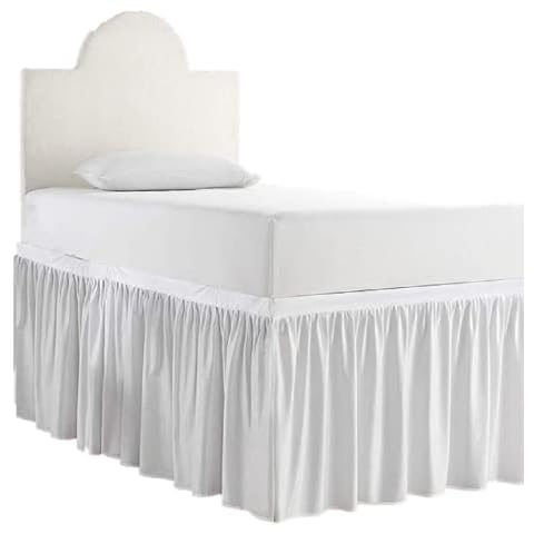 Ruffled Dorm Sized Bed Skirt Twin XL-College Dorm Bed Skirt - Extra Long Dorm Room Bed Skirt - Extended Bed Skirt Twin XL Perfect for College Loft Beds - White Dorm Bed Skirt (Twin XL/40 Drop) Cover