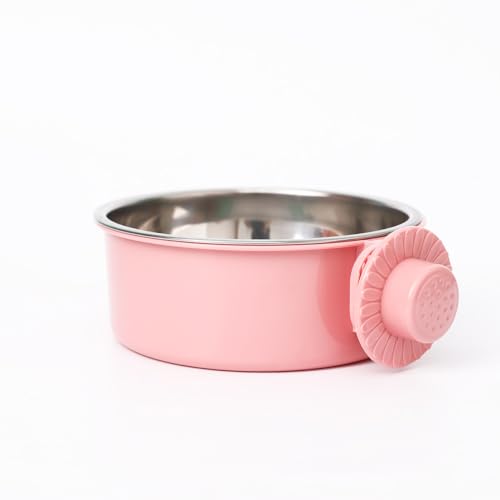 ペットぶら下げボウル 餌入れ 2個セット ペット食器 ペットボウル 小動物給食器 固定 ヘルスウォーターボウル 猫 犬 うさぎ 小動物用 (グレー, S+M)