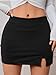 SOLY HUX Women's Mini Skirt Skorts Y2k Split Zipper Side Stretchy Pencil Bodycon Skirts with Shorts Underneath Plain Black Small