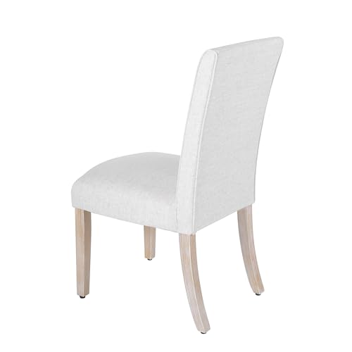 Image of Homepop Scalloped Detail Dining Chair|Upholstered Parsons Dining Chairs |Decorative Home Furniture, Cream Textured Woven (Set of 2)