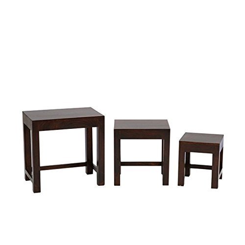 Image of Custom Decor Luxury Handmade Solid Wood Nest of Three Tables - Red Mohogany