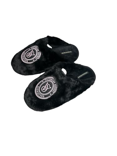 Victoria's Secret Closed Toe Faux Fur Slipper Color Black New3